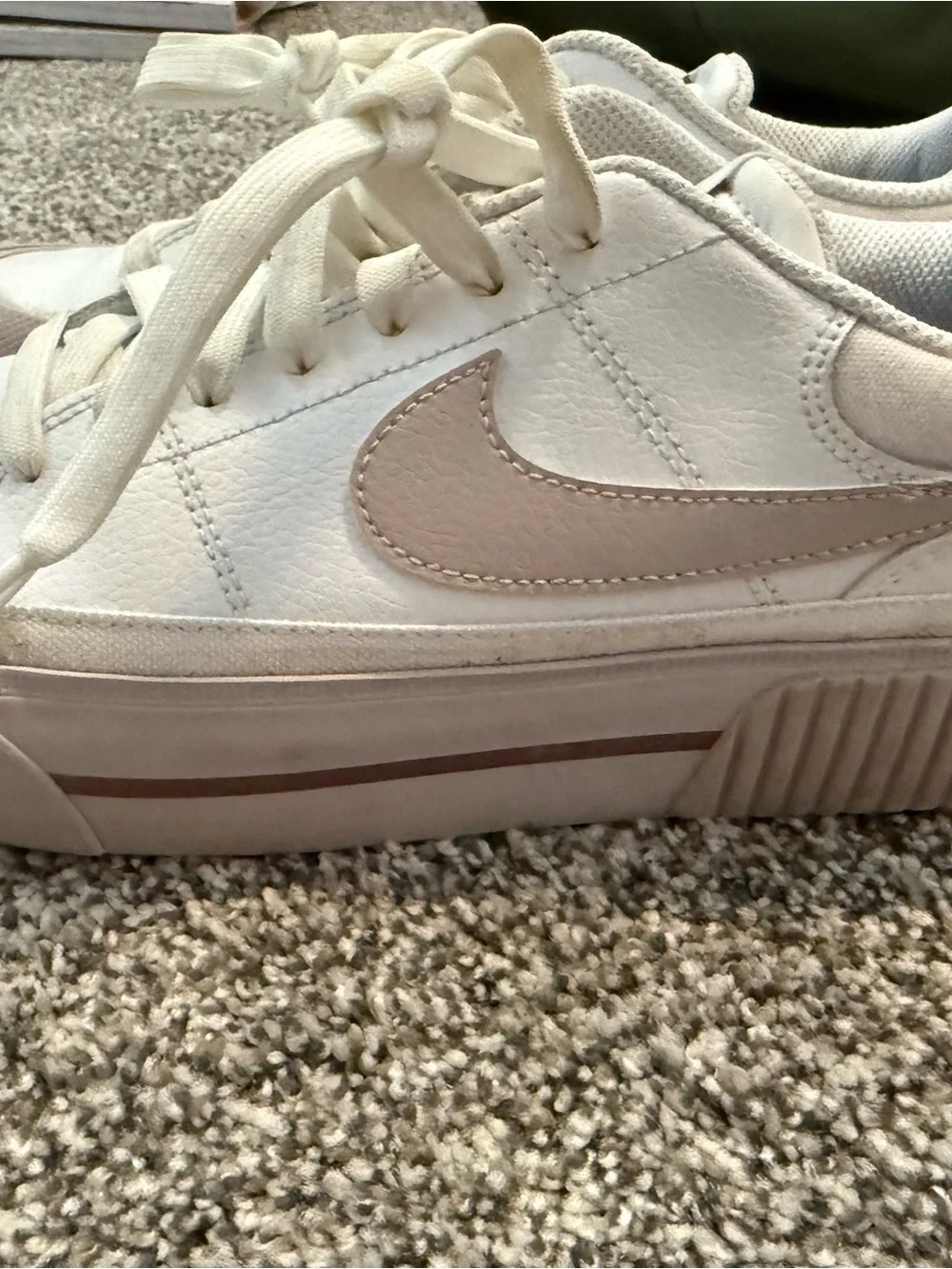 Nike Women’s Platform Sneaker - White with Light Pink Swoosh